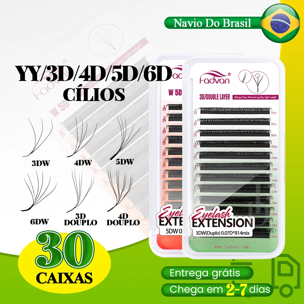 Fadvan Yy/3D/4D/5D/6D/8D W Forma Cílios 30 Pcs Natural Macio Cílios Profissionai - imagem 1
