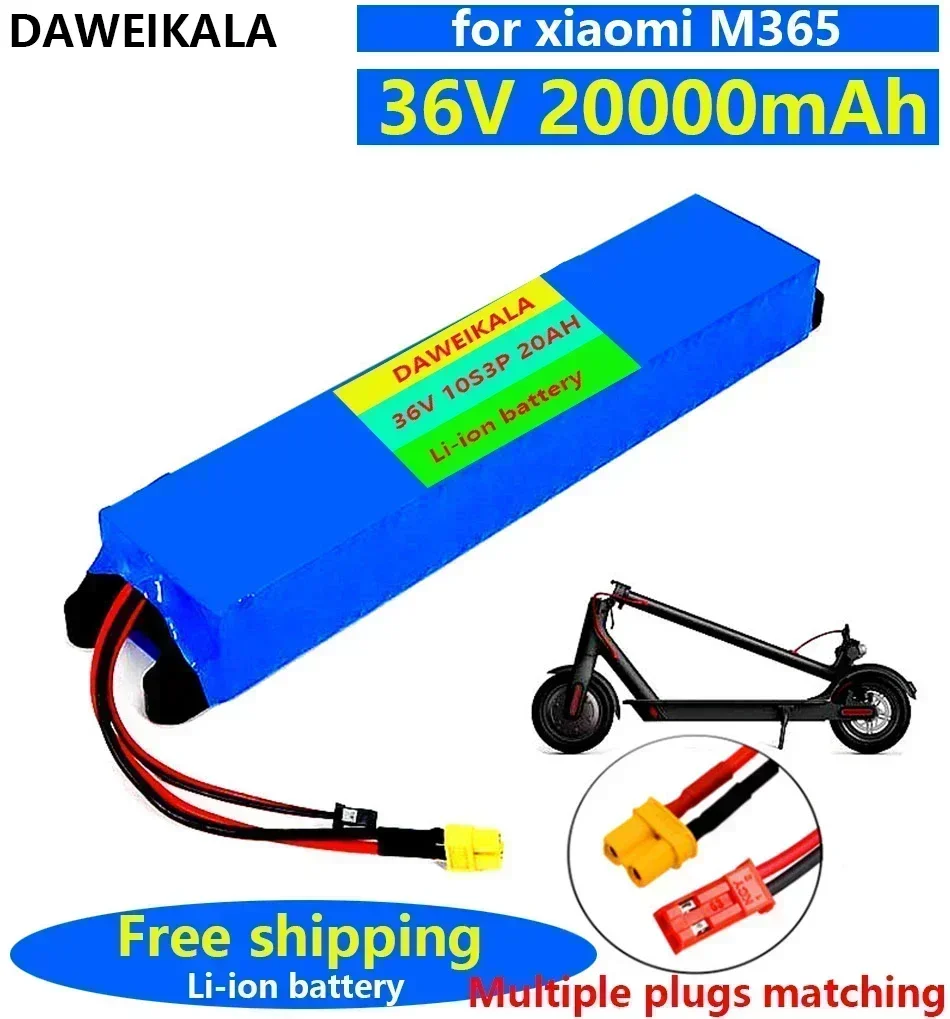 36V 20Ah 18650 Lithium Battery Pack 10S3P 20000mah 800W Same Port 42V M365 Power with BMS