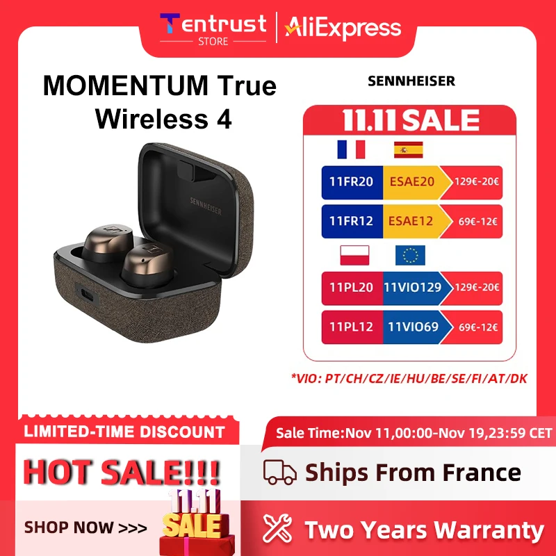 Sennheiser-MOMENTUM True Wireless 4 Smart Médiateur phones BTAllemands, Crystal Clear Sound, 30 heures d'autonomie, Adaptive Active Noise Cancellatio Sennheiser-MOMENTUM True Wireless 4 Smart Médiateur phones BTAllemands, Crystal Clear Sound, 30 heures d'autonomie, Adaptive Active Noise Cancellatio