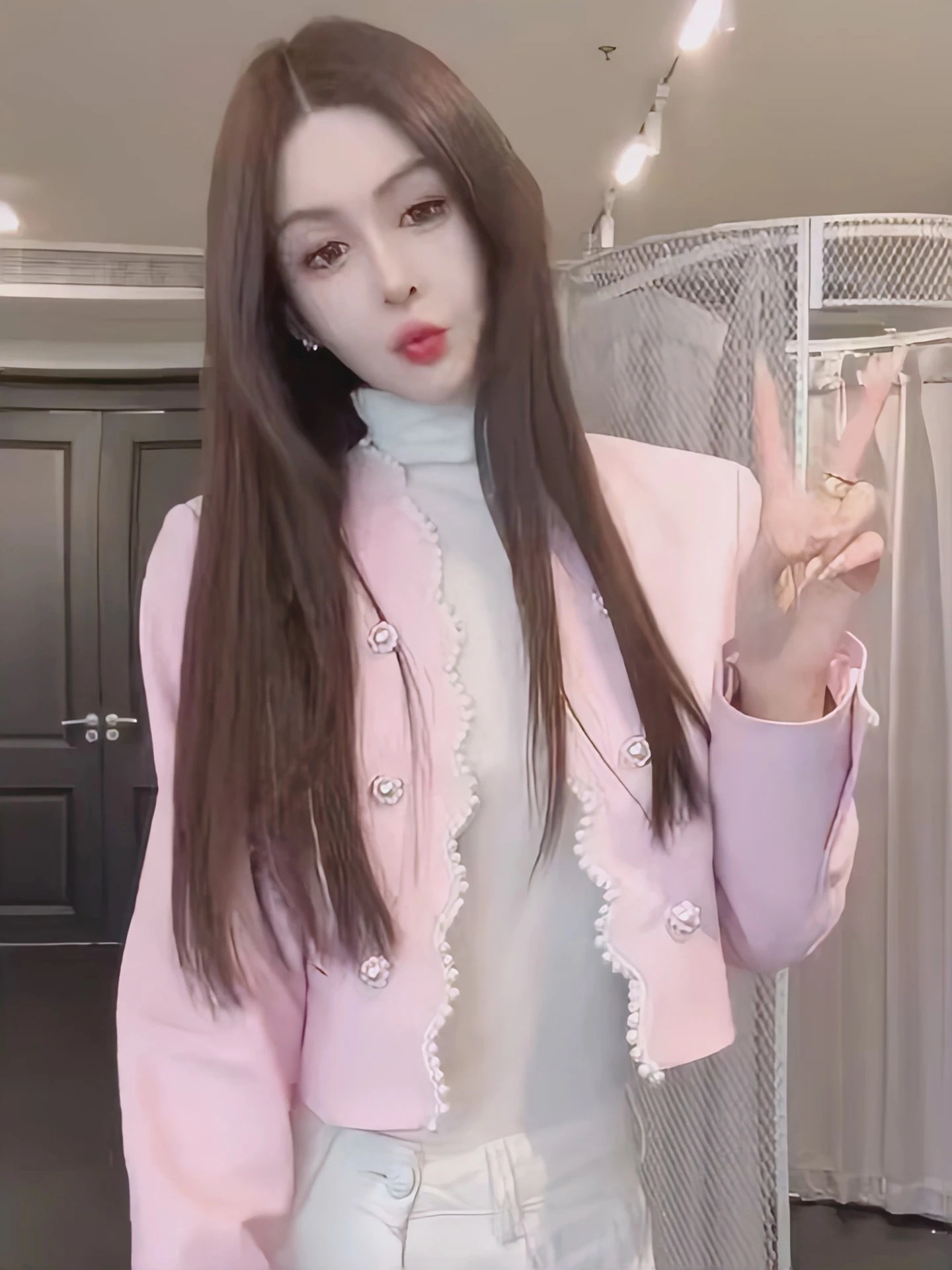 

Ele ort Pink Outerwear for Women Autumn High-End Faion Ladylike Sle Versatile Loose Fit Warmth Comfortable Ladies Coat