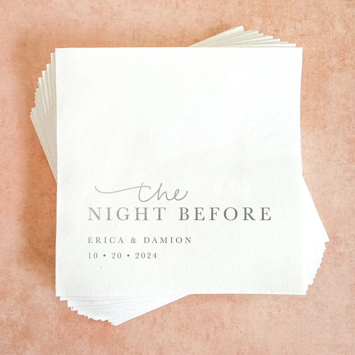 50pcs Rehearsal Dinner Cocktail Napkins || Personalized Gold Foil Wedding Napkins, Welcome Party, The Night Before