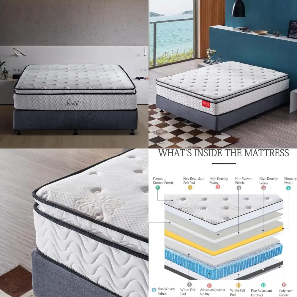 

Hybrid Pillow Top Mattress for RV: 11.4 Memory Foam and Innerspring Firm Bedding Set