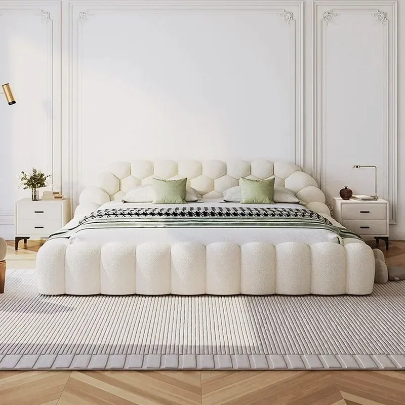 Customized French Rochburg Italian designer creative minimalist bubble bed styling cotton double fabric bed customization