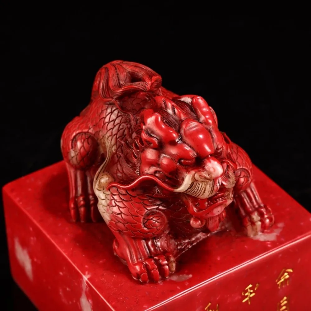 Antique Carved Seals and Decorative Ornaments Made From “Da Hong Pao” Grade Chicken Blood Stone for Home Decor and Collecting