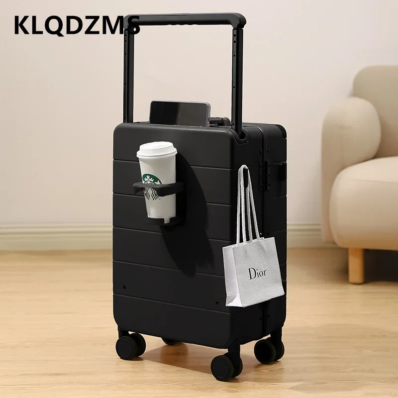 KLQDZMS Rolling Suitcase PC Aluminum Frame Boarding Box 20 “24” 26 Inches Large Capacity Trolley Case Men with Wheels Suitcase