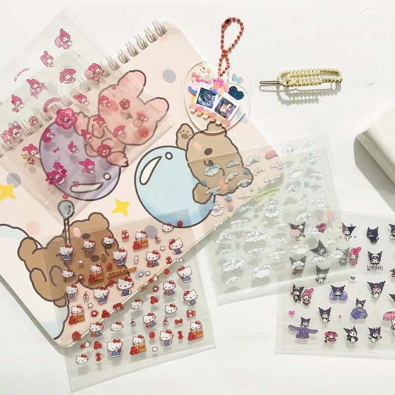 1pcs Cute Transparent Sanrio Kulome Hello Kitty Melody Waterproof Kids Stickers