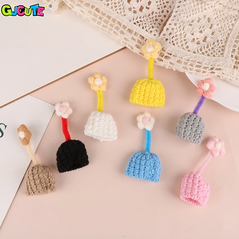 Simpatico cartone animato bambola cappello lavorato a maglia Mini porcellino d'india Pet peluche cappello bambola vestire accessori decorazione casa delle bambole bambino finta gioca giocattoli