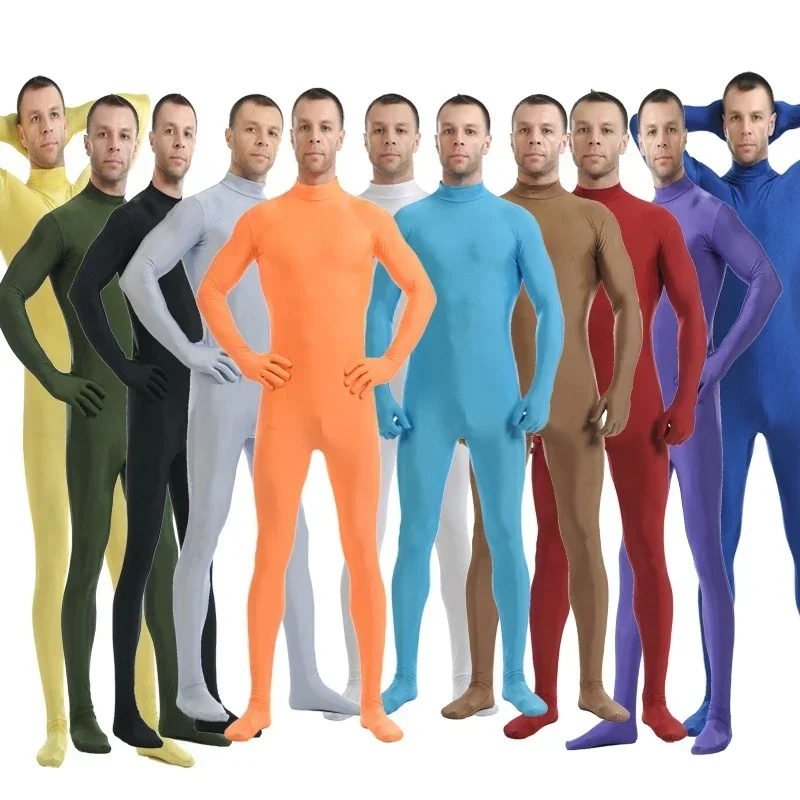 New kid adult Lycra zentai suit custome unisex skin tight jumpsuit one piece turtleneck bodysuit dancewear for women and men