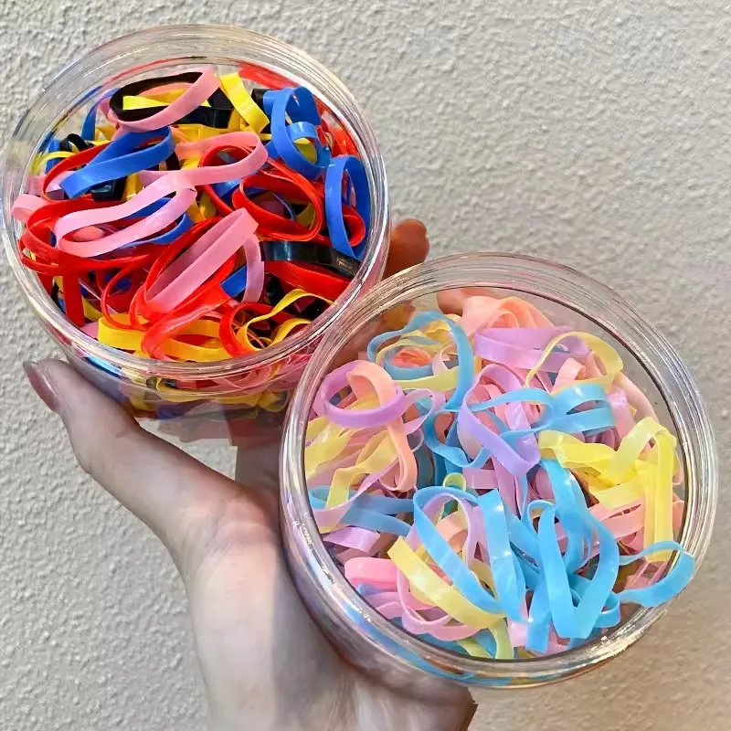 500Pcs/box Colorful Thick Disposable Hair Bands Scrunchie Girls Elastic Rubber Band Ponytail Holder Hair Accessories Hair Ties