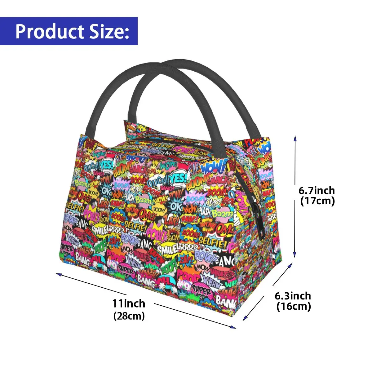 Fun Street Graffiti Comic Pop Art Insulated Lunch Bag for Women Bento Storage Food Boxes Container Cooler Thermal Lunch Box Tote