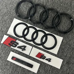 AUDI S4 2010-2019 4-Ring logo ABS Black Car Hood Front Grill Emblem Rear Trunk Badge Sticker S4 Emblem Audi Sport Sticker