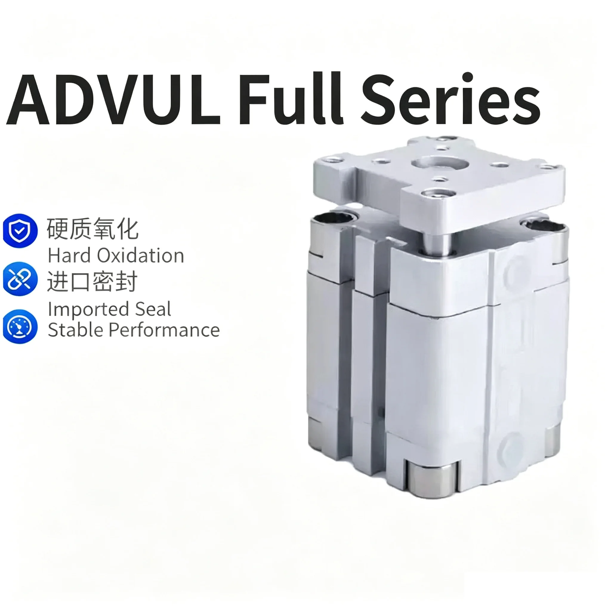 ADVUL-12 16 20 25 32 40 50 63 80-5 10 15 20 25 30 35 40 50 75 100 125 150 175 200-P-A FSQD Compact cylinders ADVUL Series