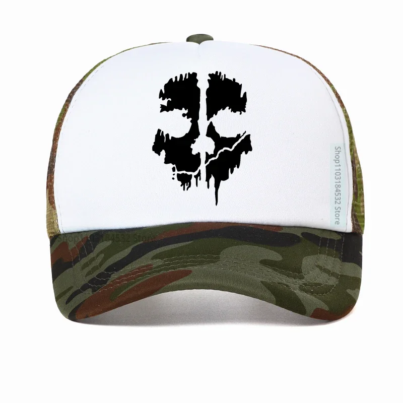 Call Of Duty FPS Shooting Game hat For Men Fashion Ghost Head Skull print Baseball Cap cool men Mesh Breathable sunhat bone