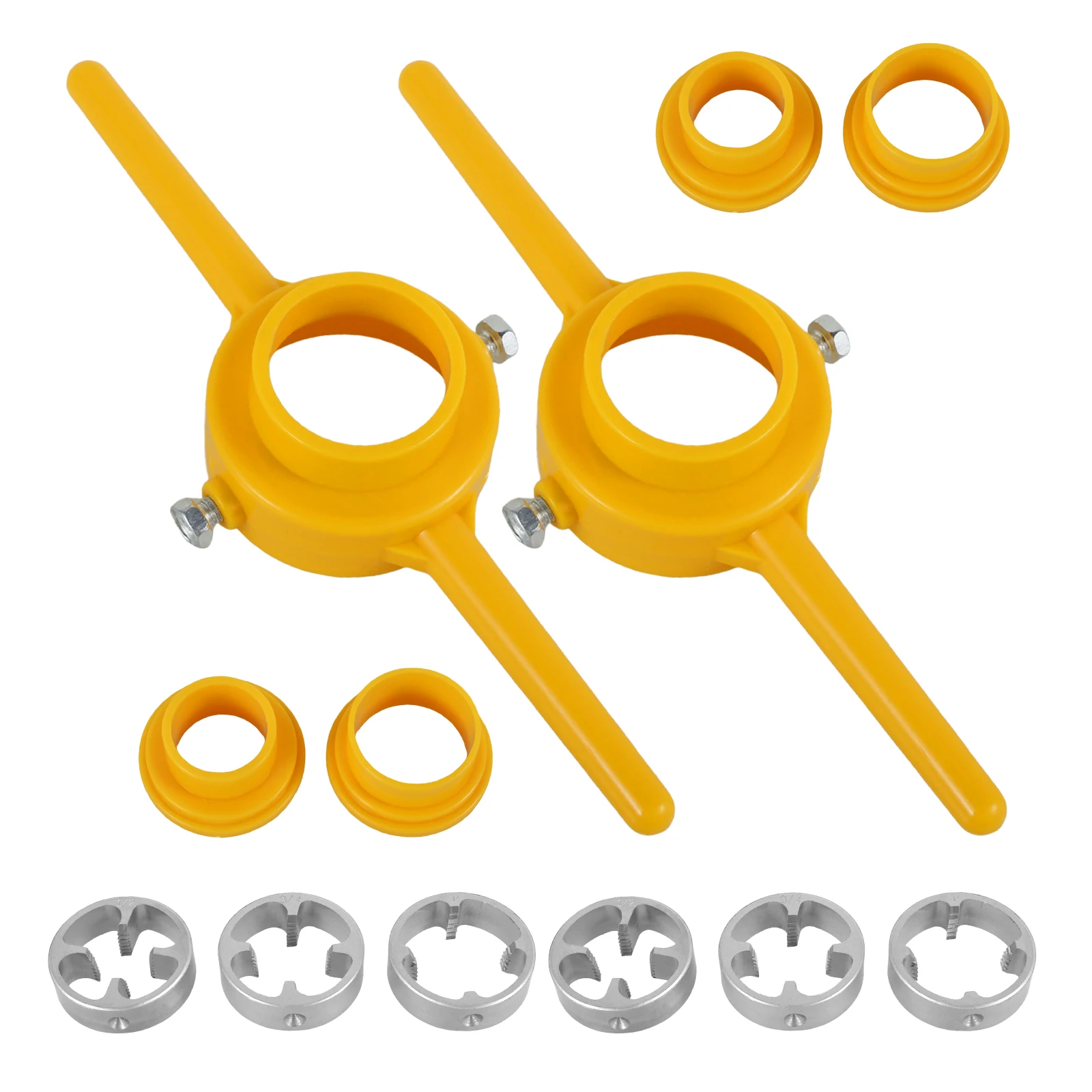 12pcs PVC Plastic Water Pipe Thread Plate Set NPT1/2 3/4 1Inch Pipe Threader Plumbing Manual Hand Tool Pipe Thread Die Set