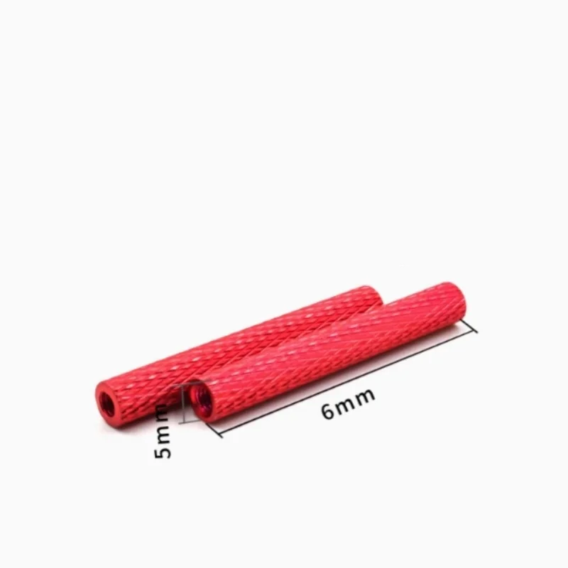 Red/Black Knurled Aluminum Standoff Spacers – Columns/Aluminum Rods (6–50mm Length Options) M3