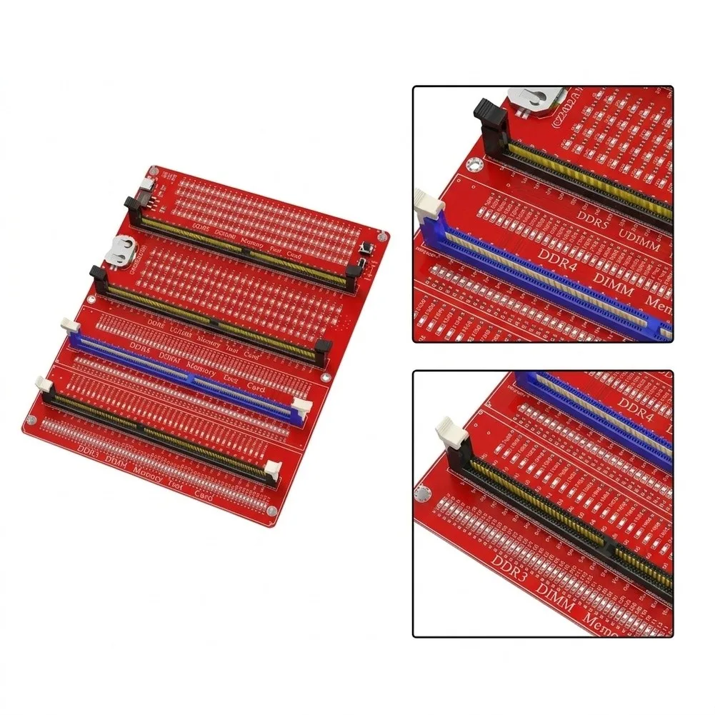DDR3 DDR4 DDR5 Memory Tester Board Red PCB With Indicator Light Compatible With UDIMM RDIMM For Ram Fault Detection And Repair