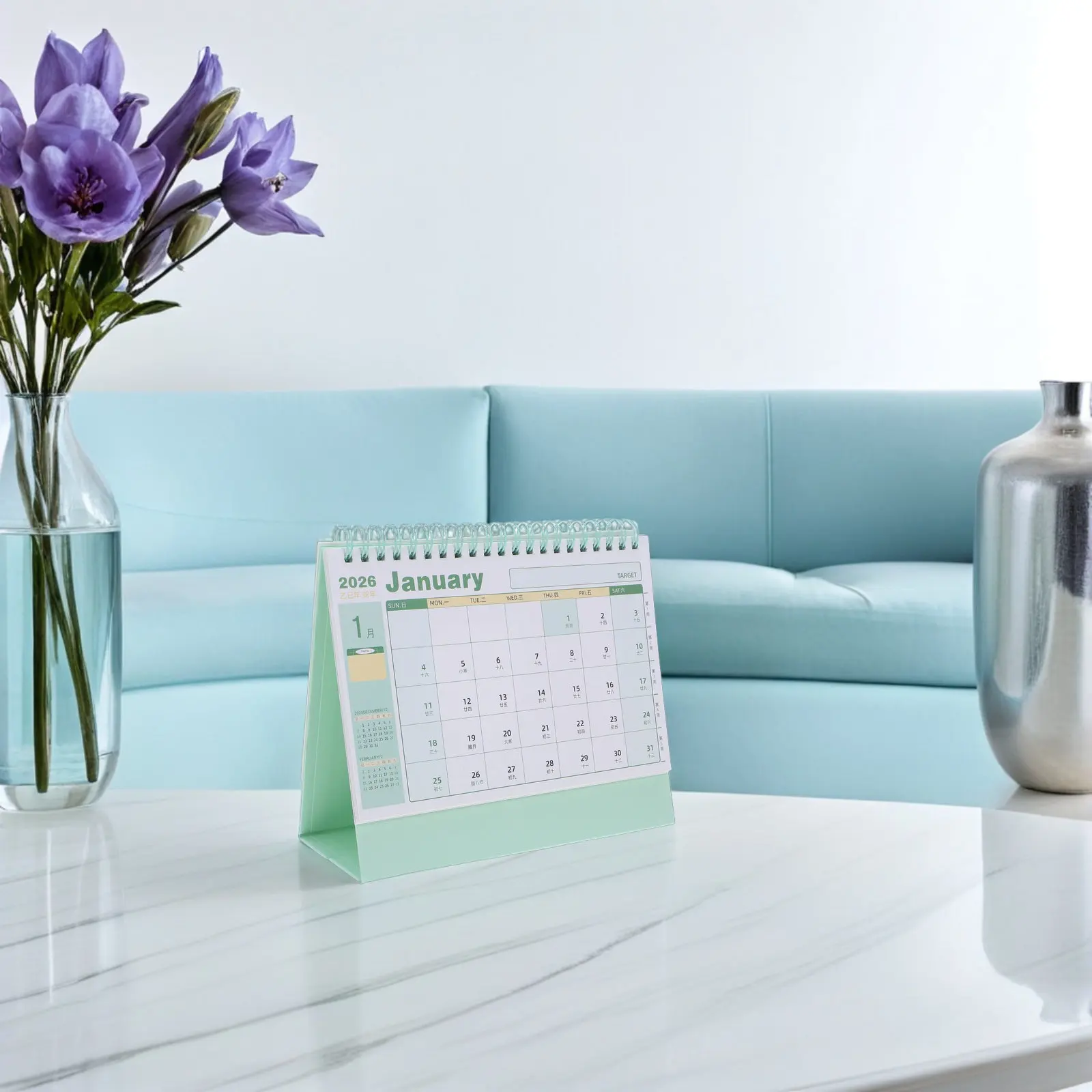 2026 Desk Calendar Spiral Bound Daily Monthly Yearly Planner Compact Office Home Time Management Organizer Thick Paper Writing