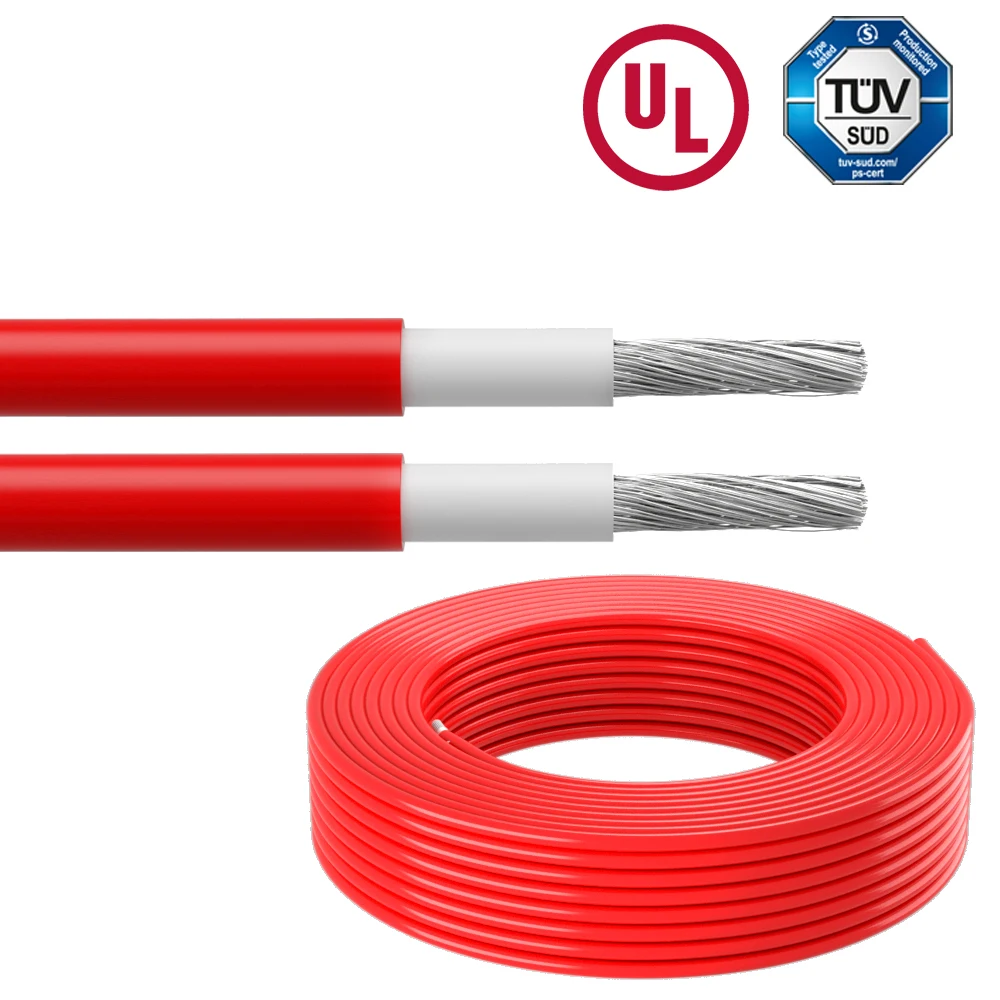 UL4703 American Standard PV1-F Solar Wire 8-18AWG XLPE Insulation Bare Copper DC Cable for Solar Panel Photovoltaic Power Genera