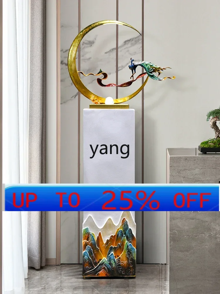 

LH Peacock Flowing Water Ornaments Hallway Large Floor Ornaments Indoor TV Cabinet next to Circulating Water Fountain Decoration