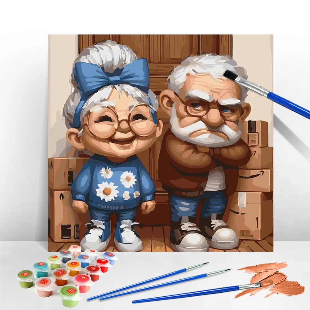 Evershine Pictures By Numbers Old Man Women Elderly New Arrivals Couple Portrait Painting By Numbers Cartoon No Frame Wall Art