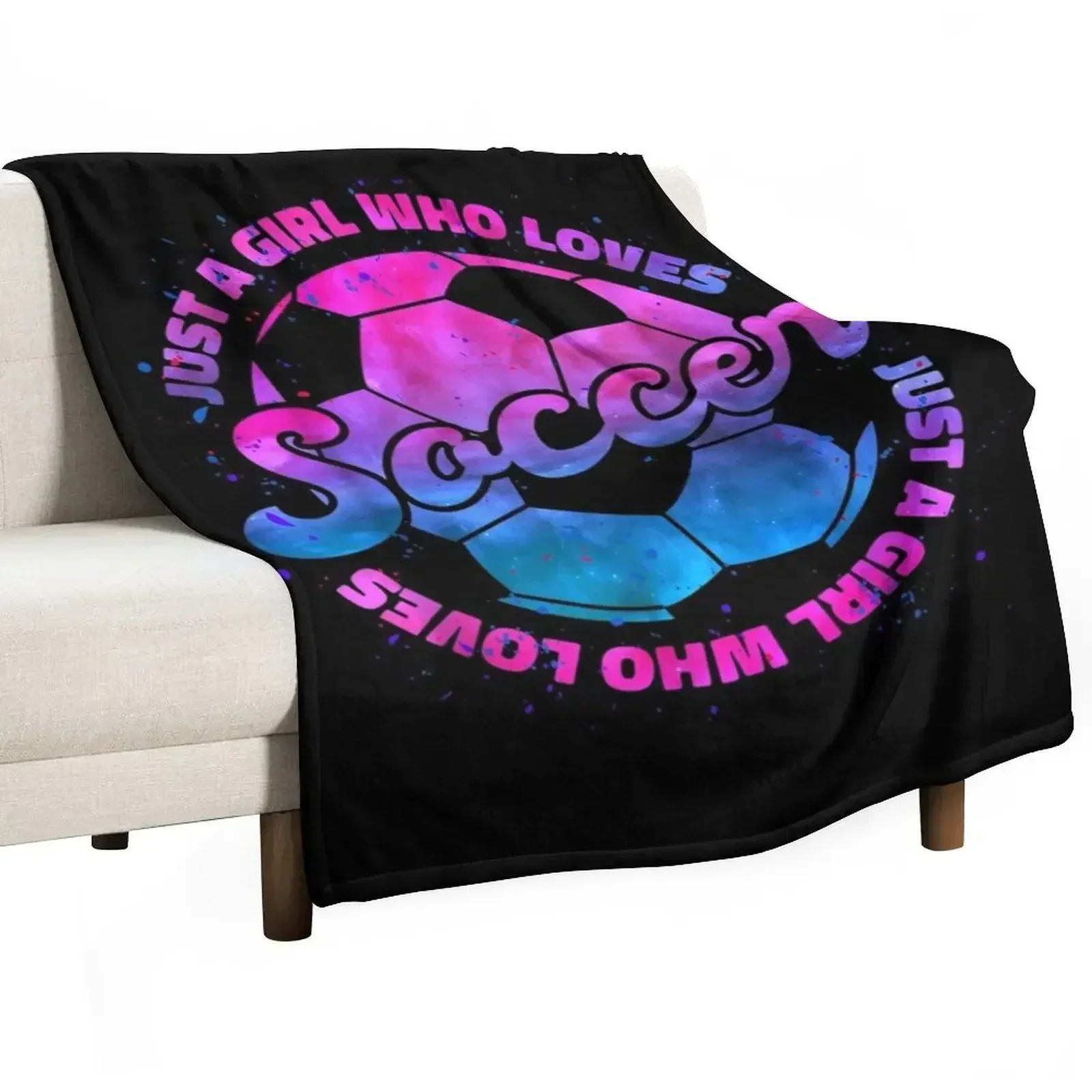 

Just A Girl who Loves Soccer Football Throw Blanket Stylish Warm Blanket for Living Room Bedroom