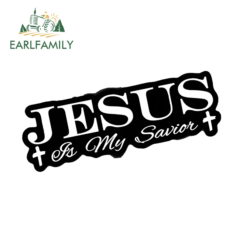 EARLFAMILY 13cm X 6.6cm for JESUS Is My Savior Slap Car Stickers Simple Personality Decals Car Accessories Creative Windshield