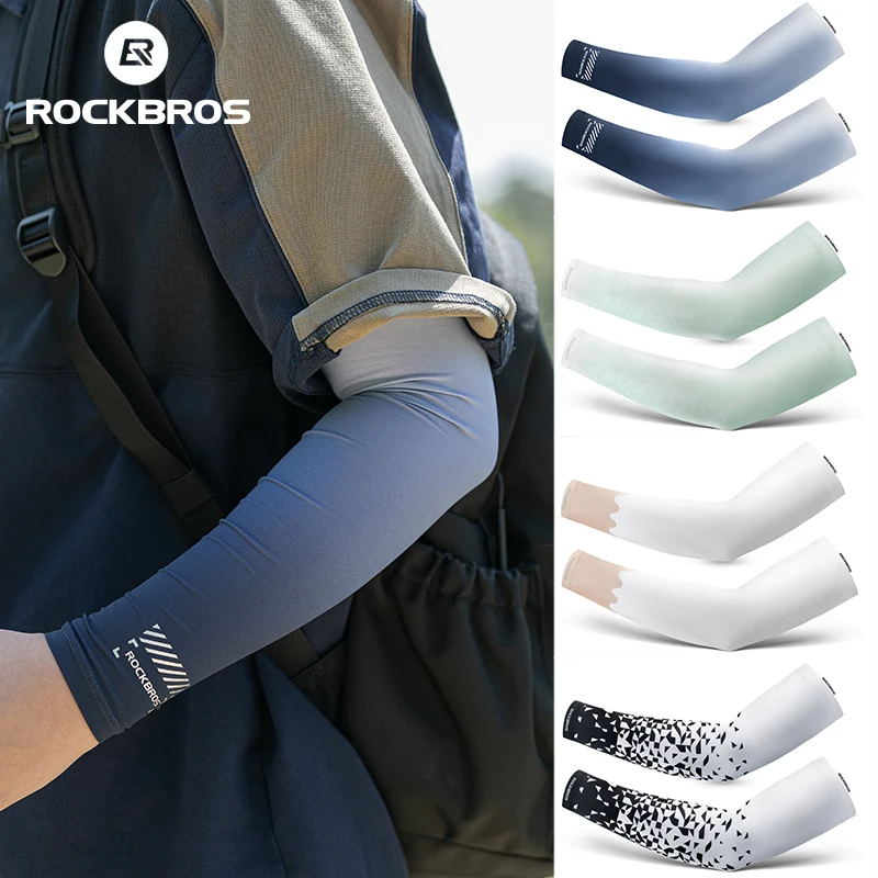 

ROCKBROS Ice Silk Bike Arm Sleeves Summer UV Sun Protection Sports Safety Arm Warmers Men Women MTB Road Cycling Bicycle Sleeves