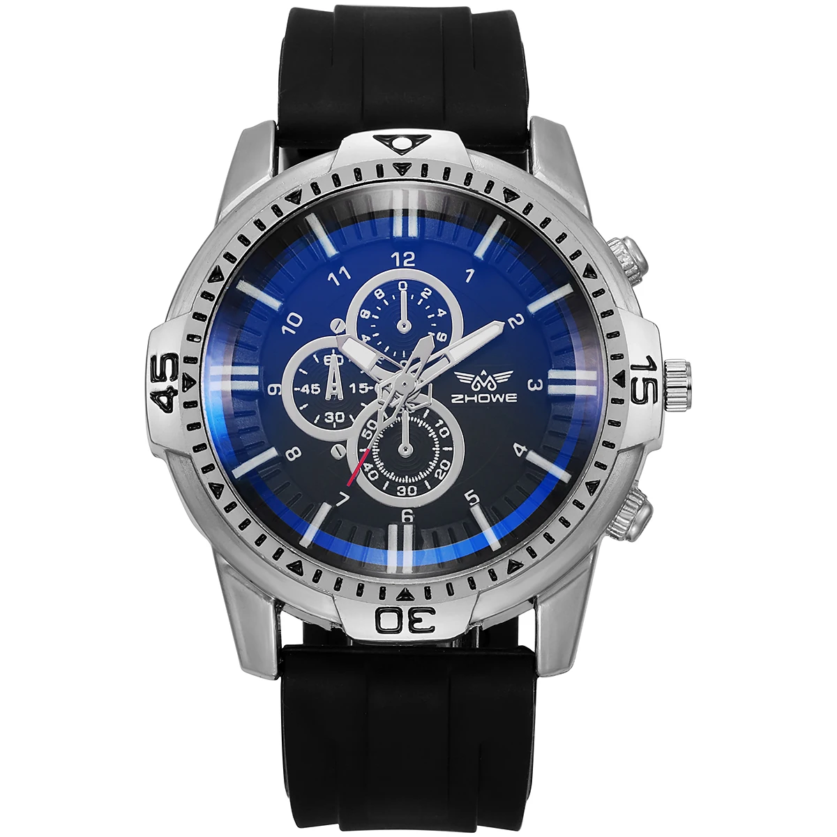Cross border foreign trade new leisure sports fashion silicone blue light large dial men's quartz watch manufacturer in stock