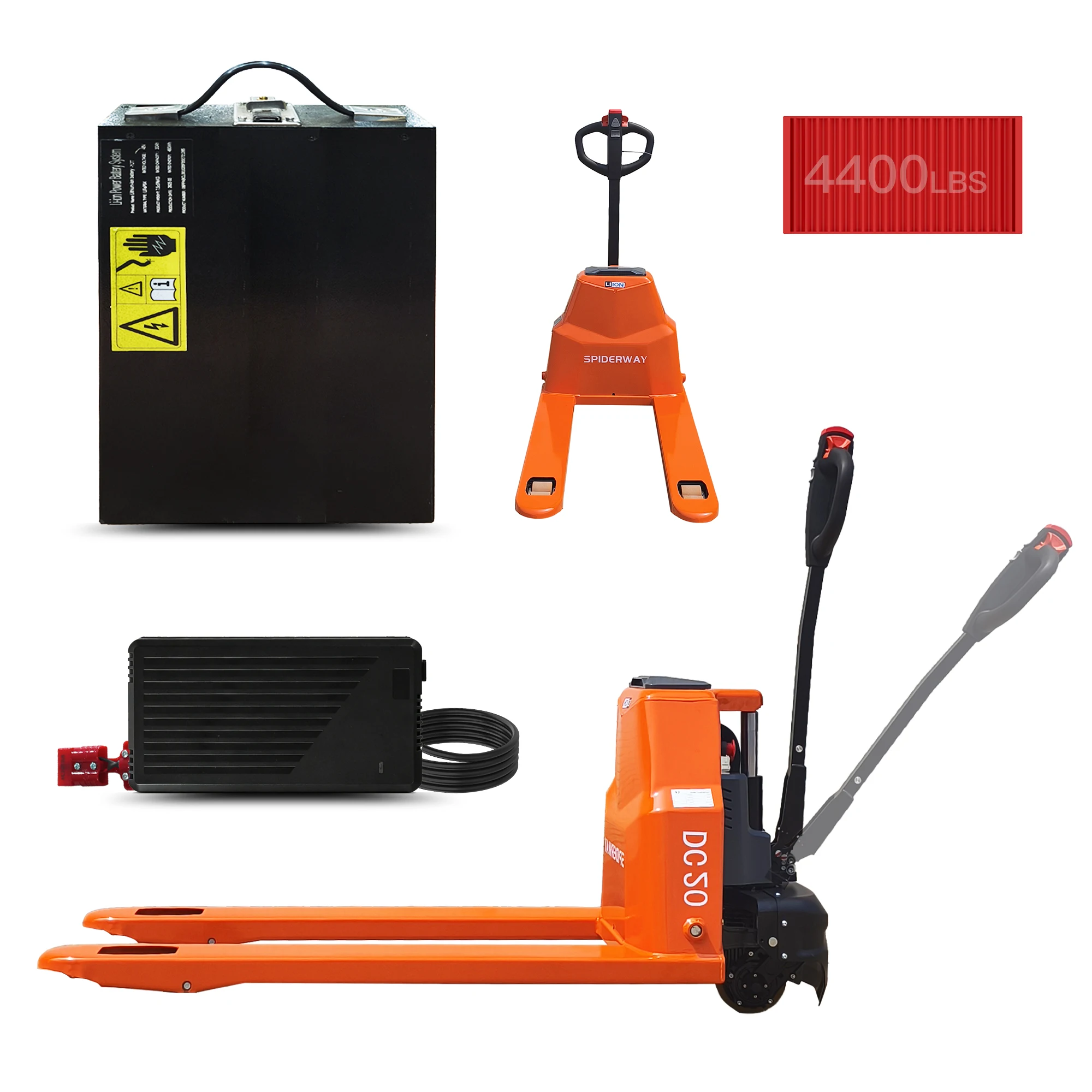 

4400LBS Fully Electric Pallet Truck With 48V Lithium Battery 48" x 27" USA STOCK