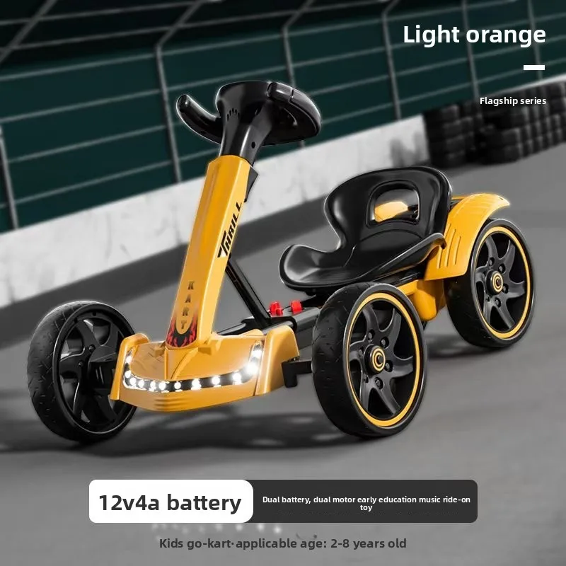 Anti-Tipping Kids Electric Go Kart Ride on Car for 3-10 Years Old Low Gravity & Anti-Slip Tires 25km/h Dual-Drive with Music