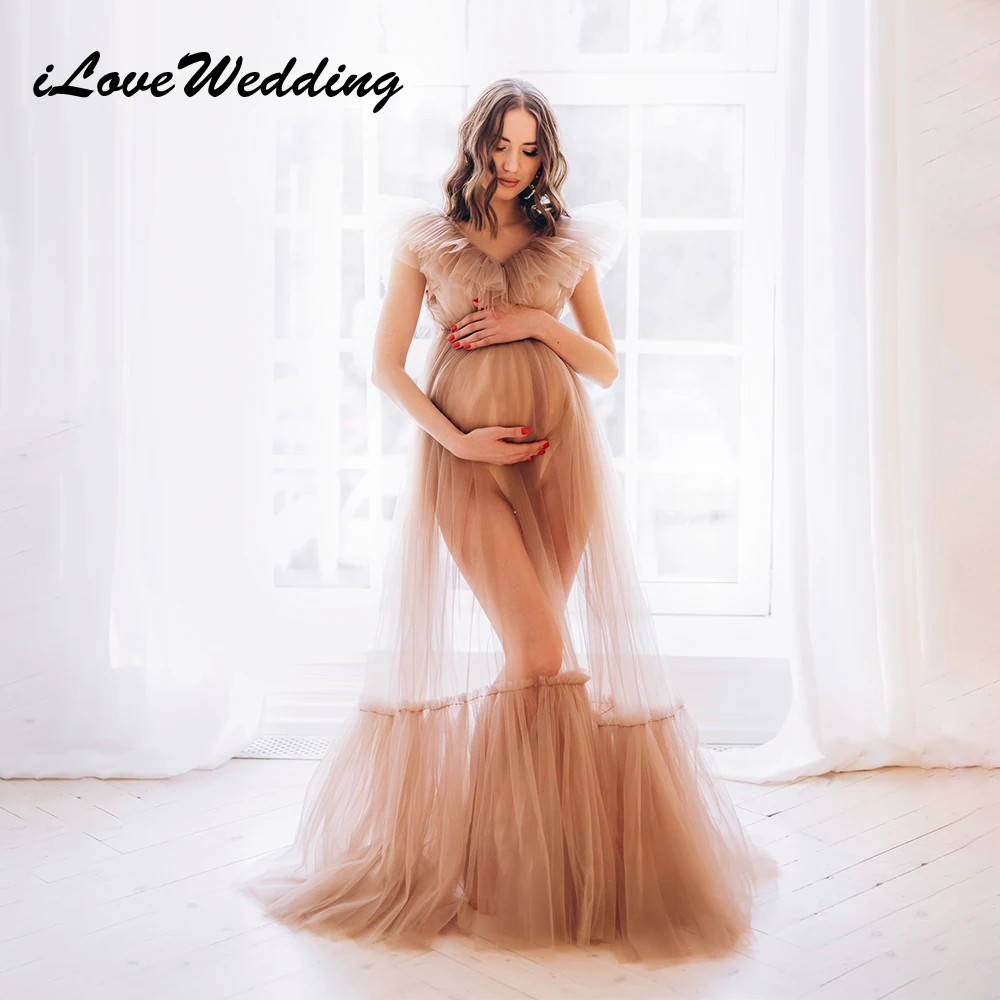 

IloveWedding Тюлевое платье для беременных для фотосессии, длинное платье для беременных, детского душа, сексуальное прозрачное платье для беременных женщин