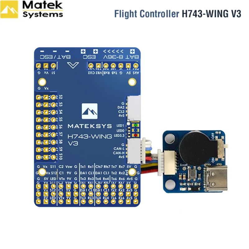 MATEK System H743-WING V3 STM32H743VIT6 3-8S Built-in OSD Baro Flight Controller For RC Multirotor Airplane Fixed-Wing Drones