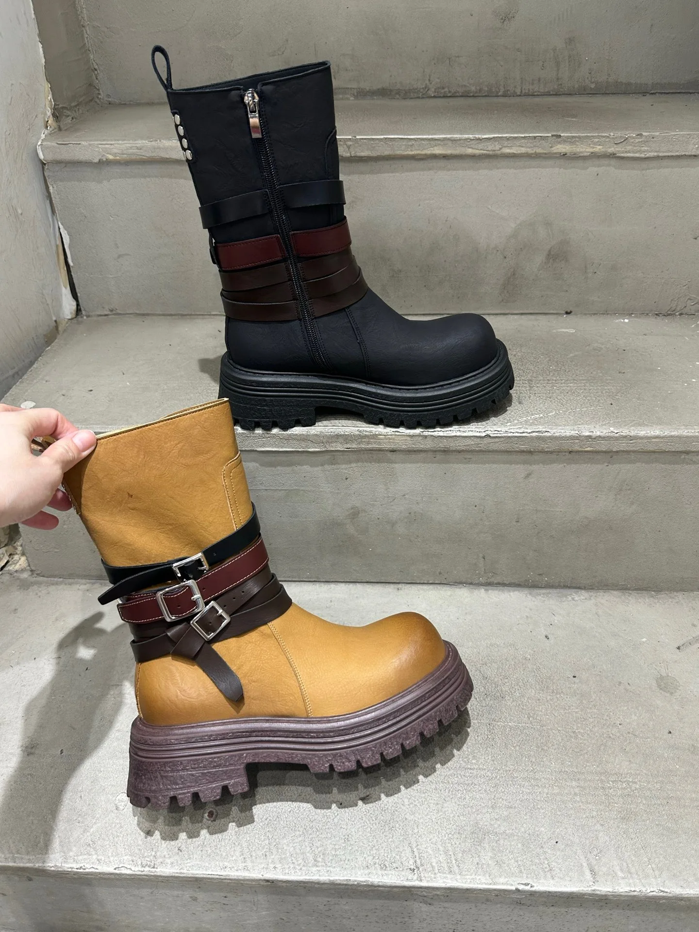 arp-girl-stivali-a-meta-polpaccio-thi-bot-in-vera-pelle-stivali-faion-da-donna-punta-tonda-tacco-medio-calzature-per-giovani-in-puro-colore