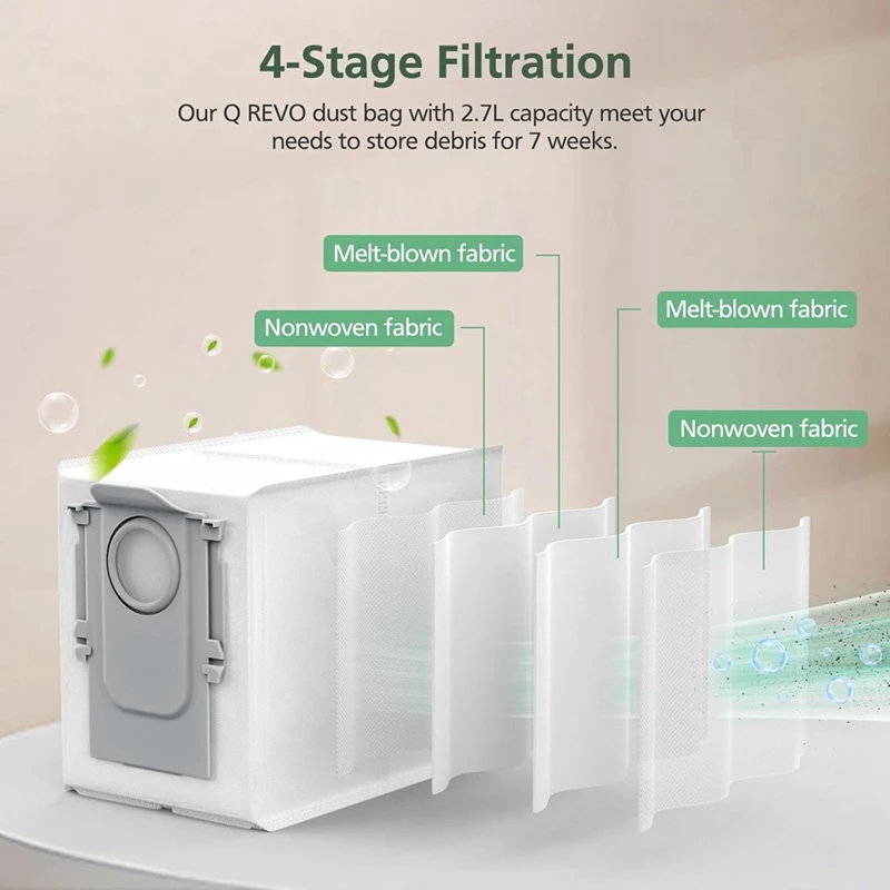 Roborock-Q Revo Robot Aspirador, Escova Lateral Principal, Filtros Hepa, Mop Pano, Sacos De Poeira, Peças De Reposição