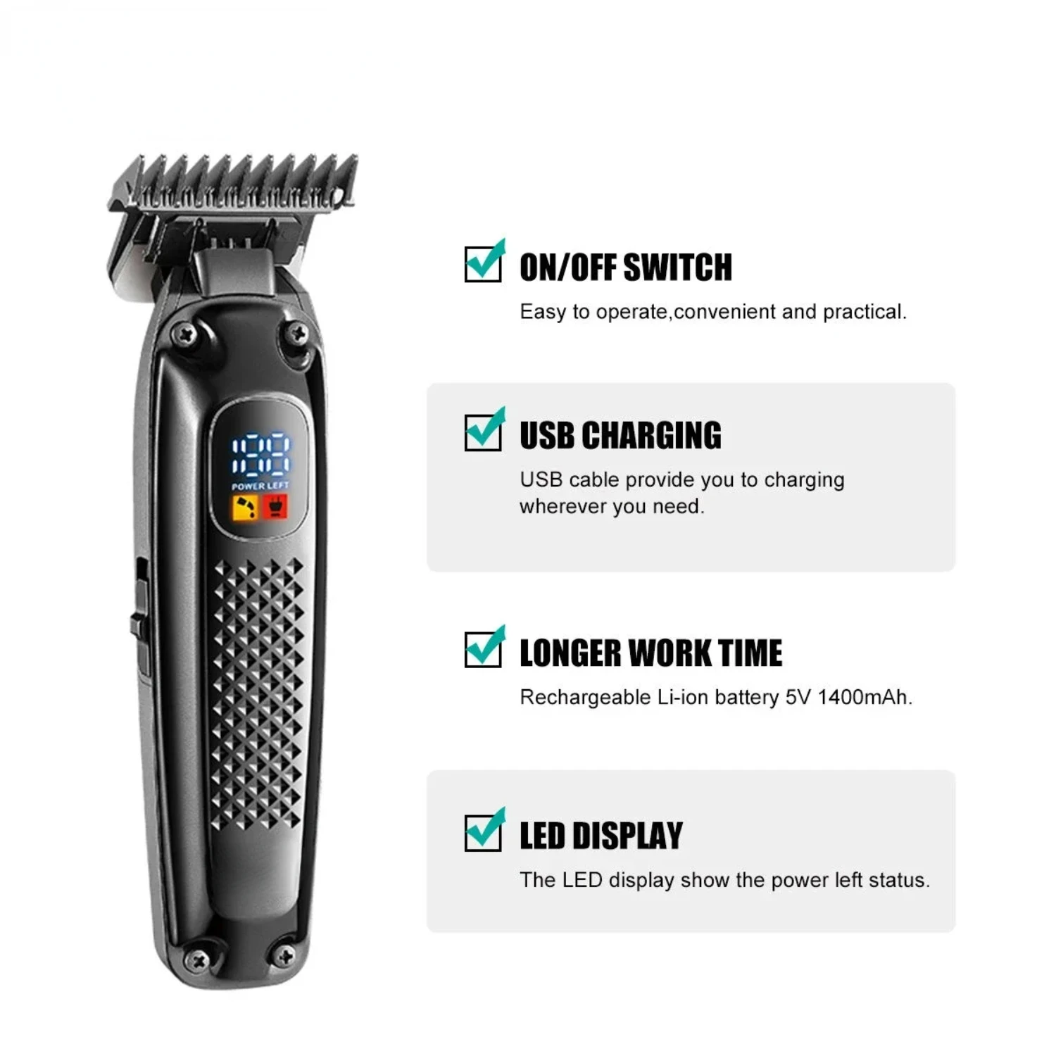 New High-Performance Lightweight Cordless Hair Clipper Trimmer for Men - V-972: Enhanced Professional Precision Barber Haircut M