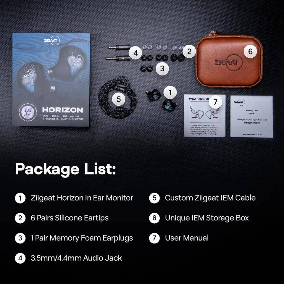 Linsoul ZiiGaat Horizon 1DD + 2BA + 2 Planar Tribrid IEM Earphones