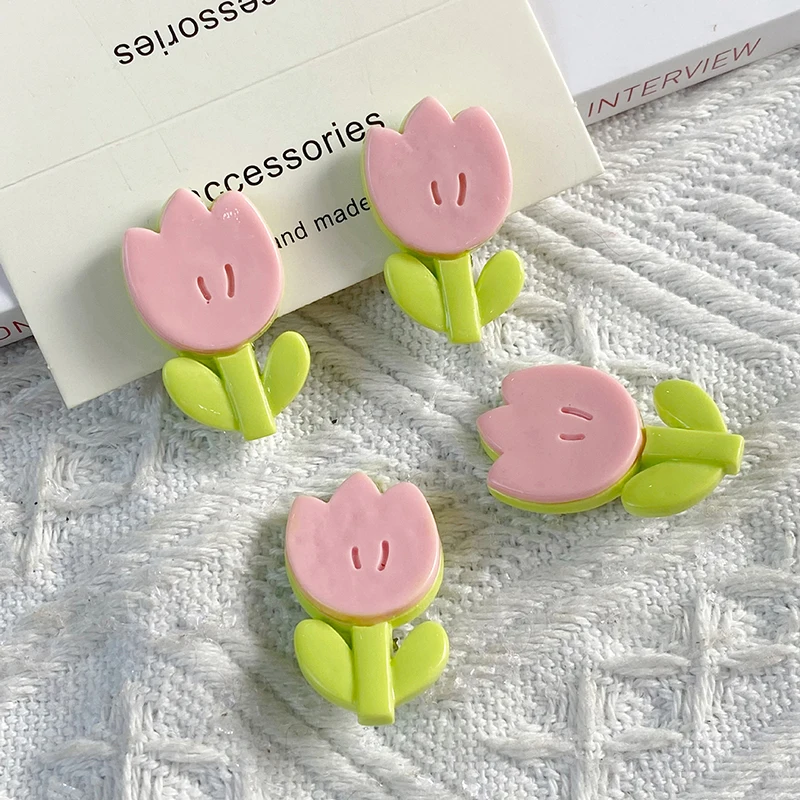 2PCS Summer Fashion Hairpin Sweet Cute Tulip Flower Pink Hair Clip Duckbill Clips For Girls Exquisite All-match Hair Accessories