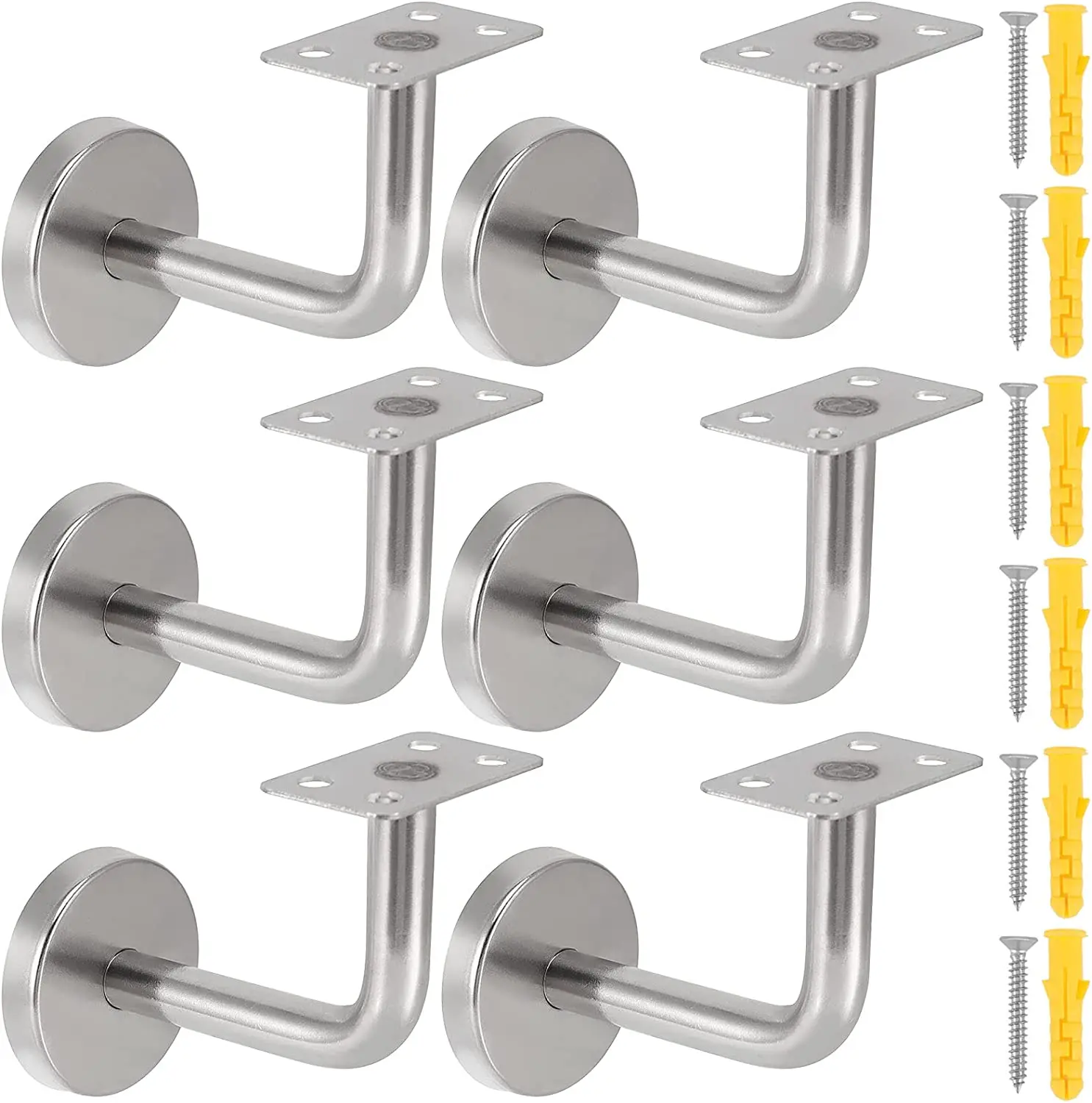 

6pcs Stainless Steel Handrail Wall Bracket Stair Handrail Bracket Holder Stair Support Hardware Railing for DIY Installation