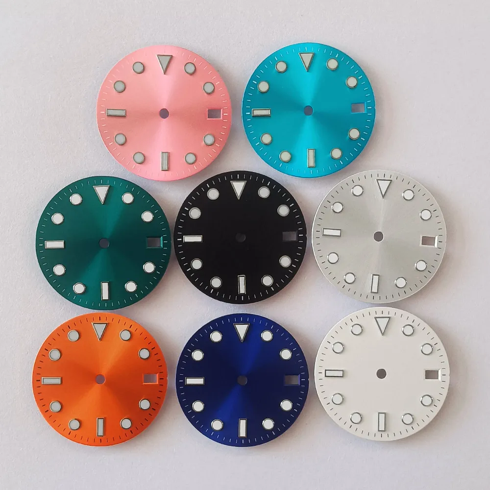 قرص 28.5 ملم مع نافذة تقويم مناسبة لحركة NH-35 قرص مضيء يمكن أن يدعم تخصيص اسم/الشعار بنفسك