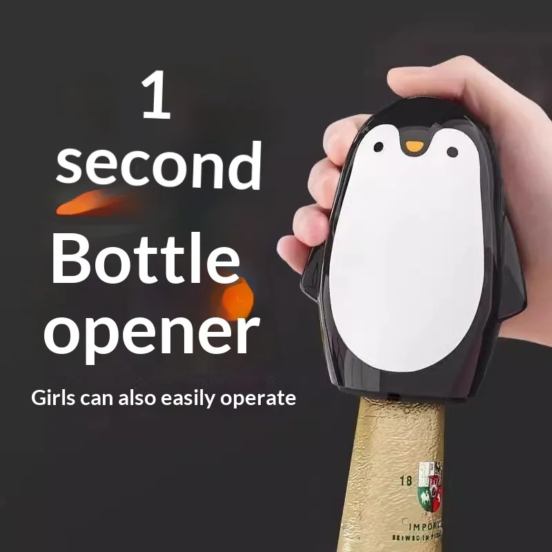 Anime Peripheral Cute Penguin Bottle Opener Creative Household Cap Remover Portable Cute Cartoon Beer Beverage Can Opener Gift view 2