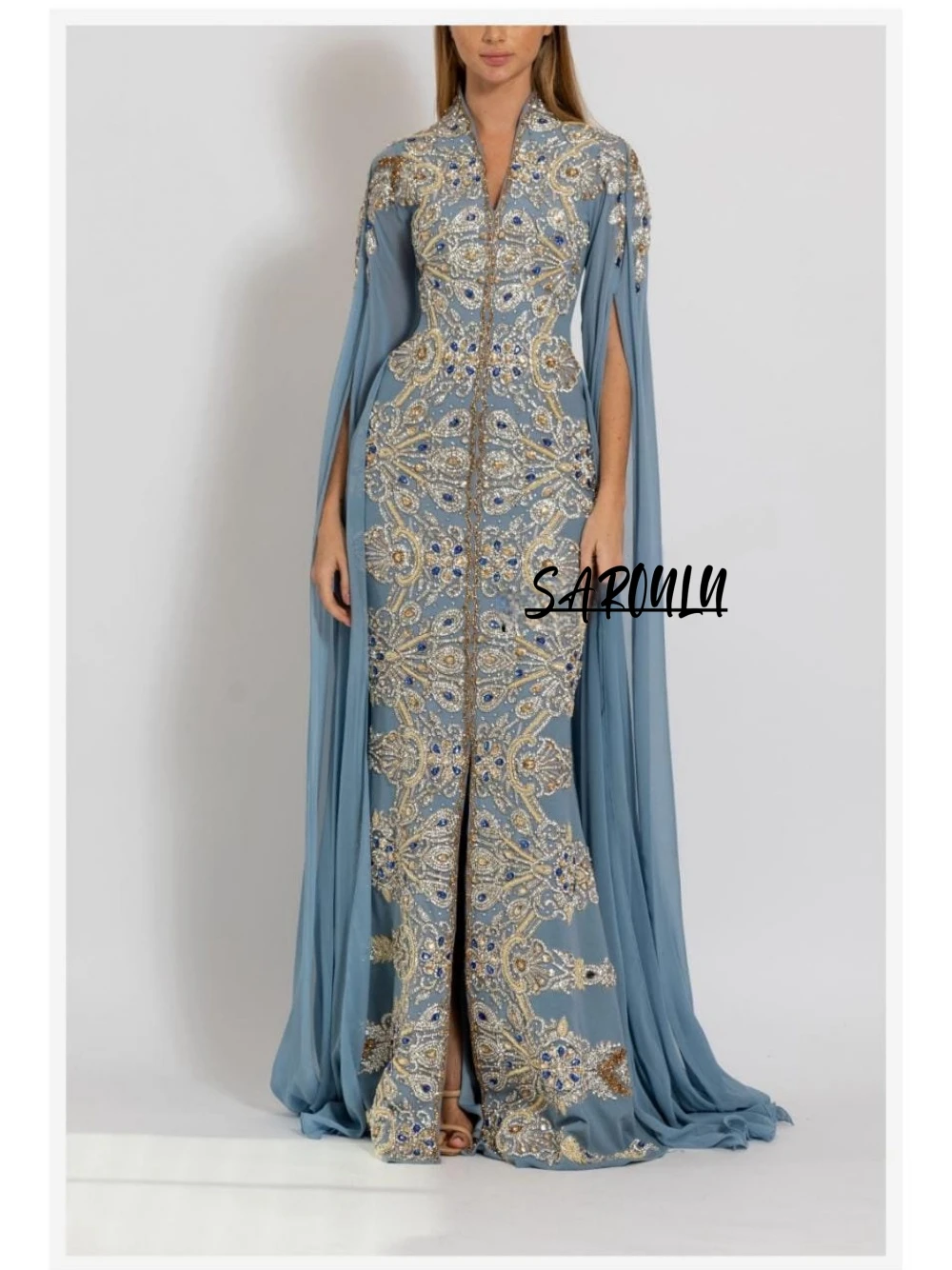 Takshita Evening Dress Dubai Moroccan Party Kaftan Caftan Dress Elegant Beading Sequins Floor-length Gown Vestidos De Gala