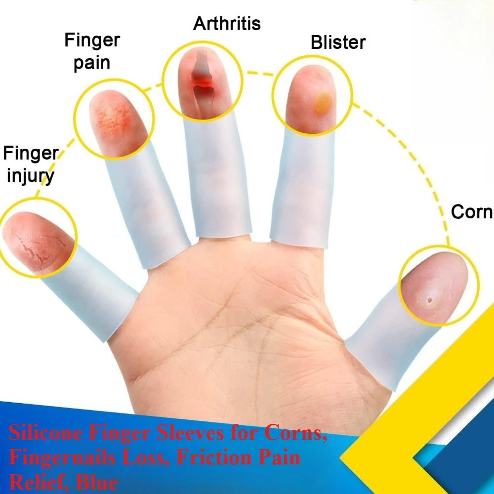 Imagen 5: 10 Piezas de Protectores de Dedos de Gel, Almohadillas de Silicona para Dedos, para el Dolor de Dedos, Grietas, Callos, Azul