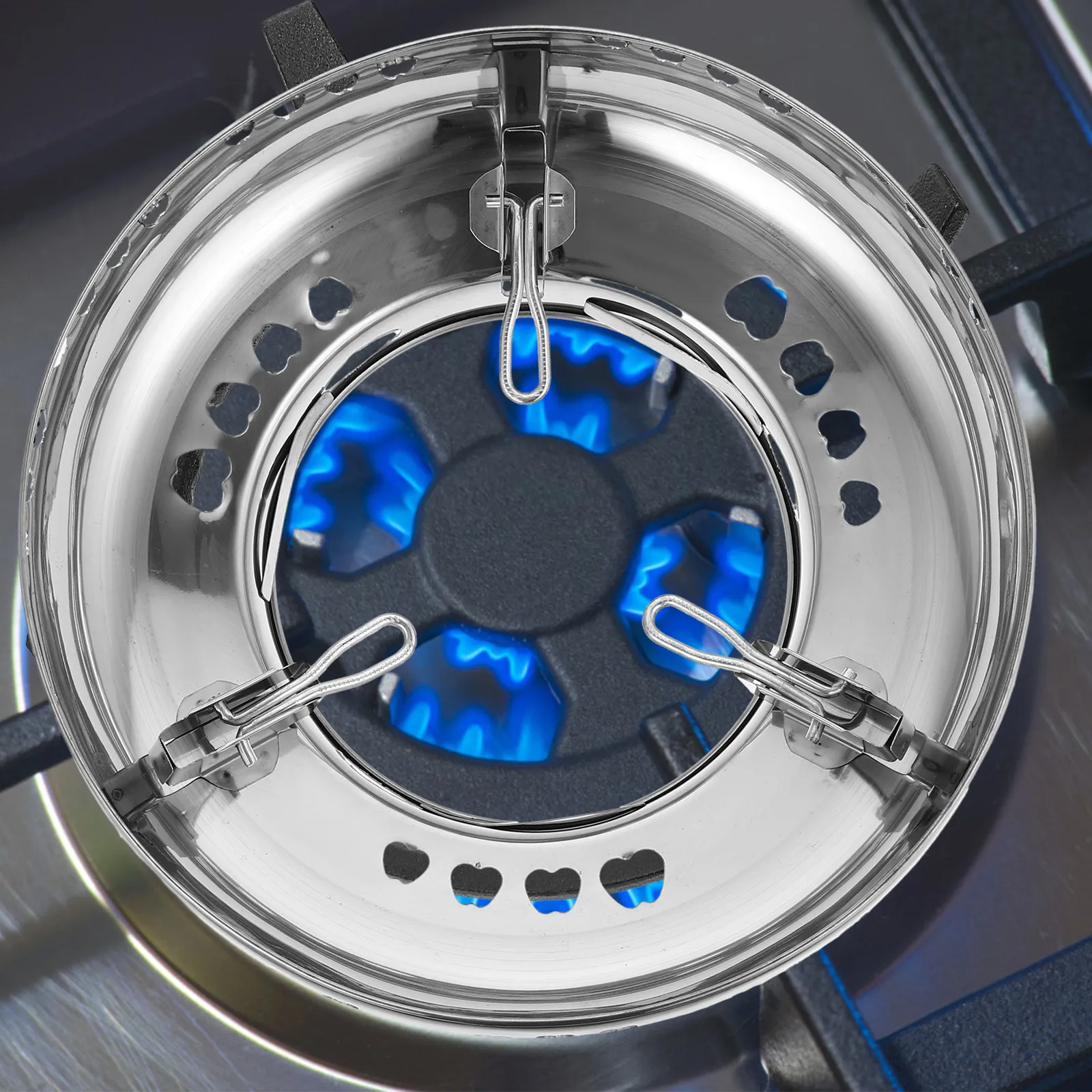 Single-Layer Stainless Steel Gas Hood Gather Fire Stove Cover Windproof Energy Saving Fire Wok Stand Heat Resistant Durable