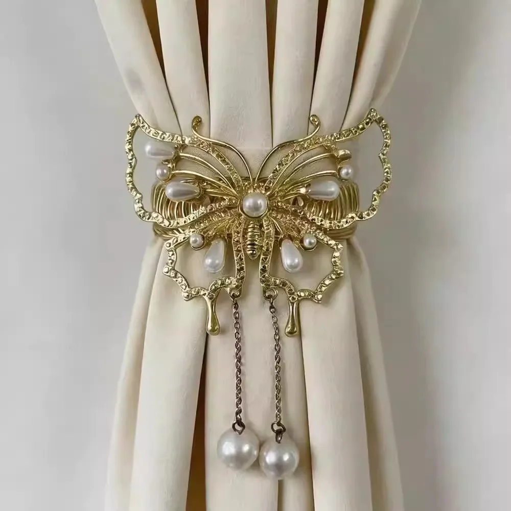 2pcs/Metal Butterfly Curtain Strap Beautiful Curtain Clip Tie Back Buckle Clip Exquisite Light Luxury  Holder  Bin