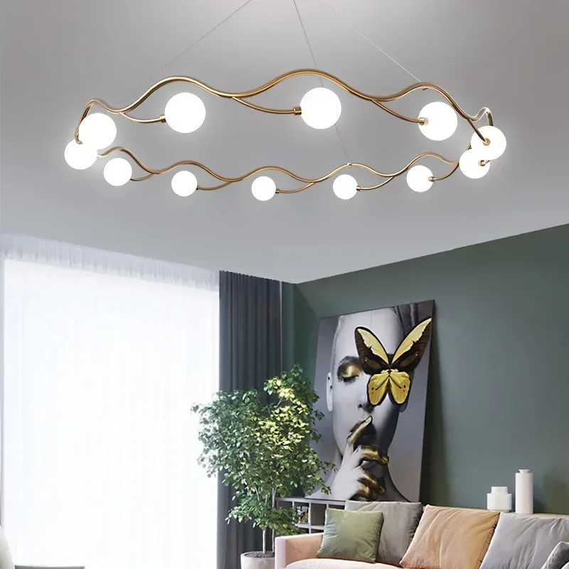 Network Red Bean Bubble Lamp Modern Creative Simple Ring Chandeliers Living Room Bedroom Pendant Lights LED Indoor Decor