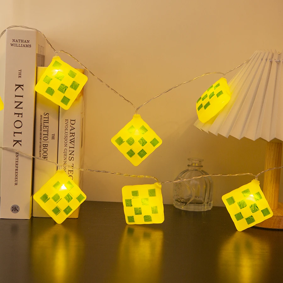 Malay Bag Yellow and Green Zongzi LED Light String Decoration Lights for the Atmosphere of Malaysia Indonesia Gurpang Festival