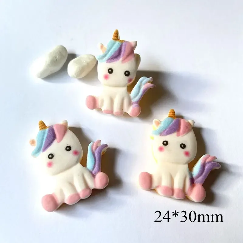 10Pcs Lovely Resin Unicorn Cabochon Colorful Rainbow Flatback Hair Embellishment Ornament Applique DIY Wedding Scrapbook image 3