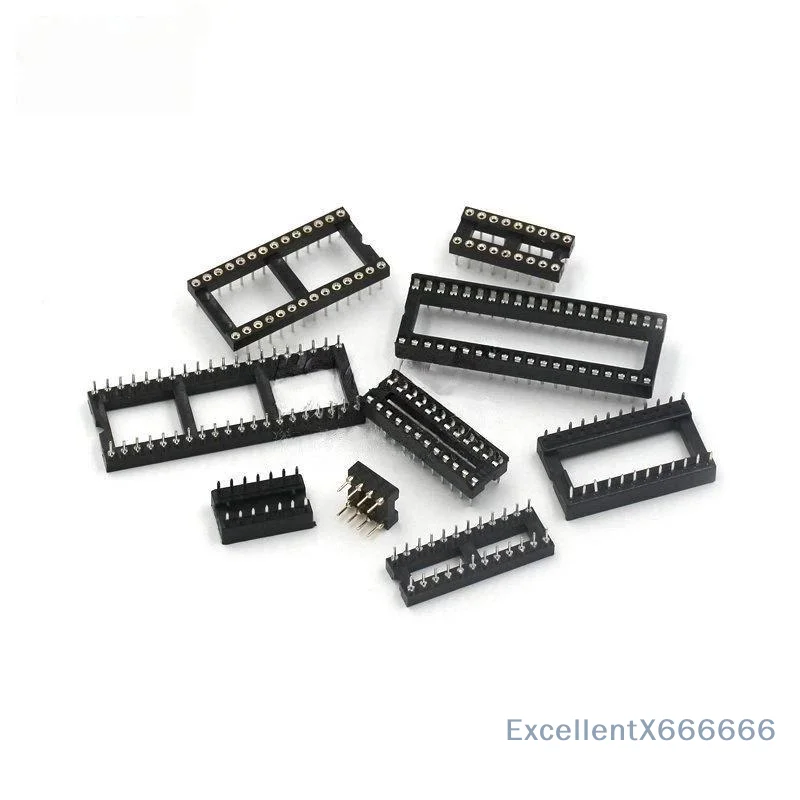 DIP Round Hole IC Socket Connector Set 10Pcs 6-40 Pin Assorted Sockets for Circuit Board Soldering Hobbyists