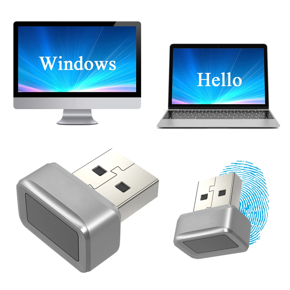 

USB-считыватель отпечатков пальцев с защитой от подделок, биометрический сканер отпечатков пальцев, Windows Hello 360 ° Портативный ключ безопасности Touch для ПК