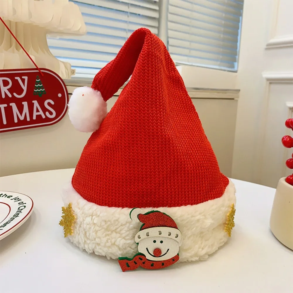 Fashion Merry Christmas Decoration Christmas Sequin Hat Snowflake Bow Santa Claus Hat Beanie Velvet Red Hat Children